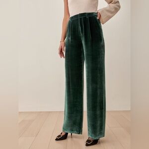 REFORMATION Wes Velvet Pants Spruce Green Sz 2